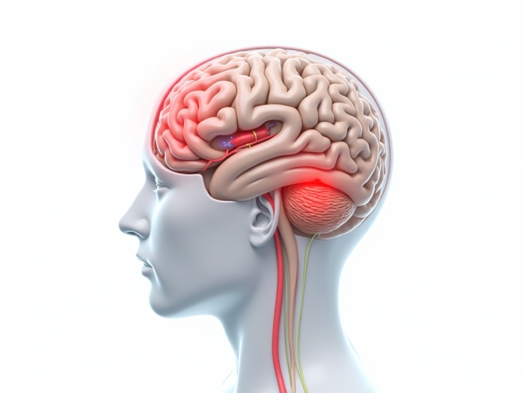 algie vasculaire de la face - illustration anatomique du nerf trijumeau et de l'hypothalamus