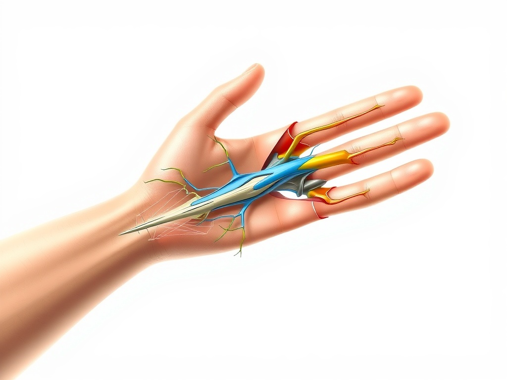 doigt engourdi causes symptomes - illustration anatomique nerfs de la main