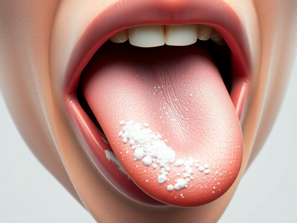 langue blanche dépôt blanchâtre illustration anatomique médicale