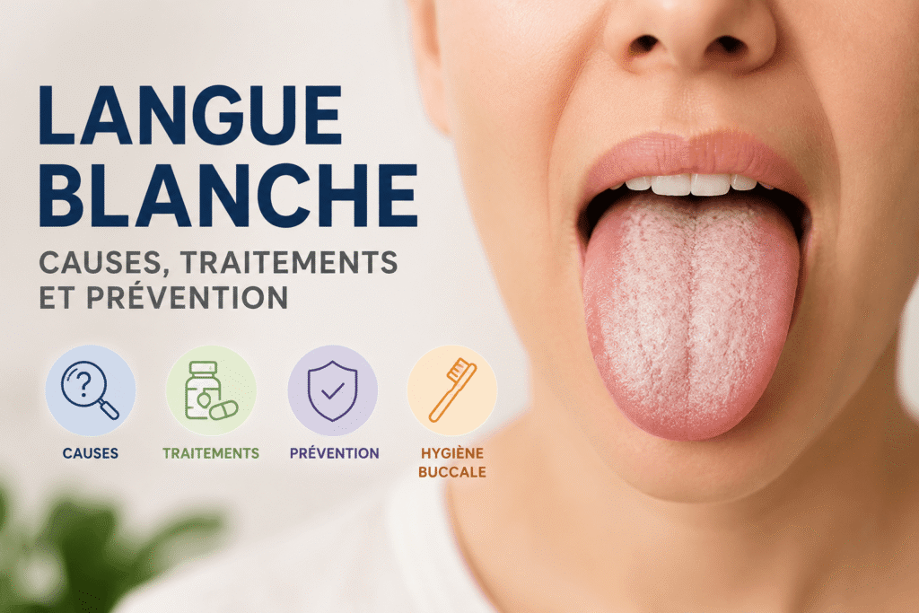 langue blanche dépôt blanchâtre illustration anatomique médicale
