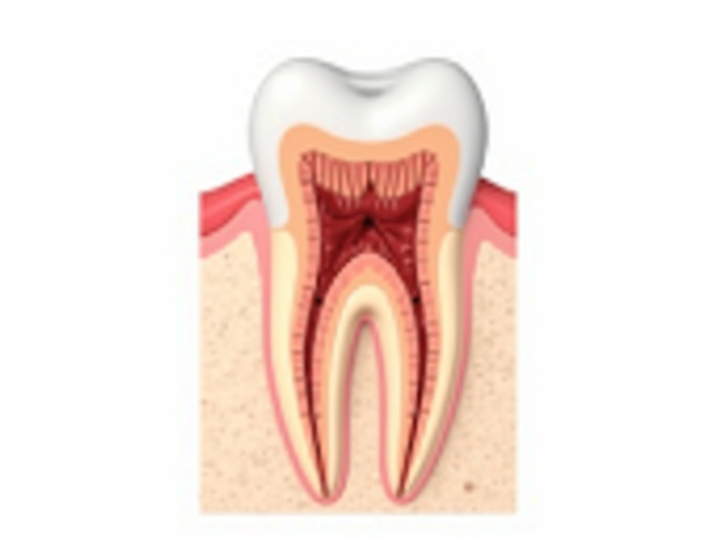 rage de dents - coupe anatomique d'une dent montrant l'inflammation de la pulpe dentaire