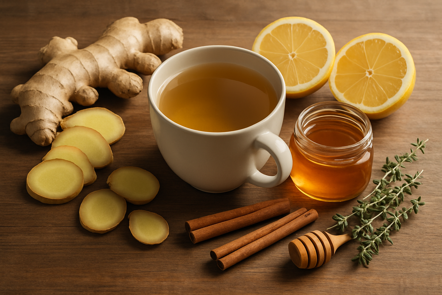 Remède naturel au gingembre contre la grippe : infusion avec miel et citron