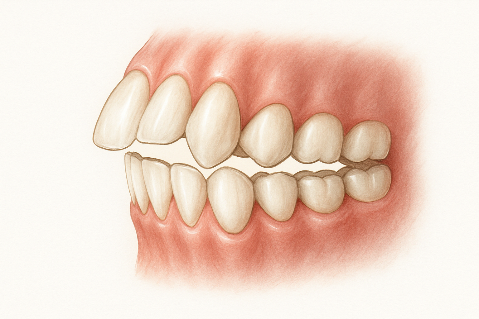 Dents en avant : illustration clinique d'une protrusion dentaire avec overjet marqué