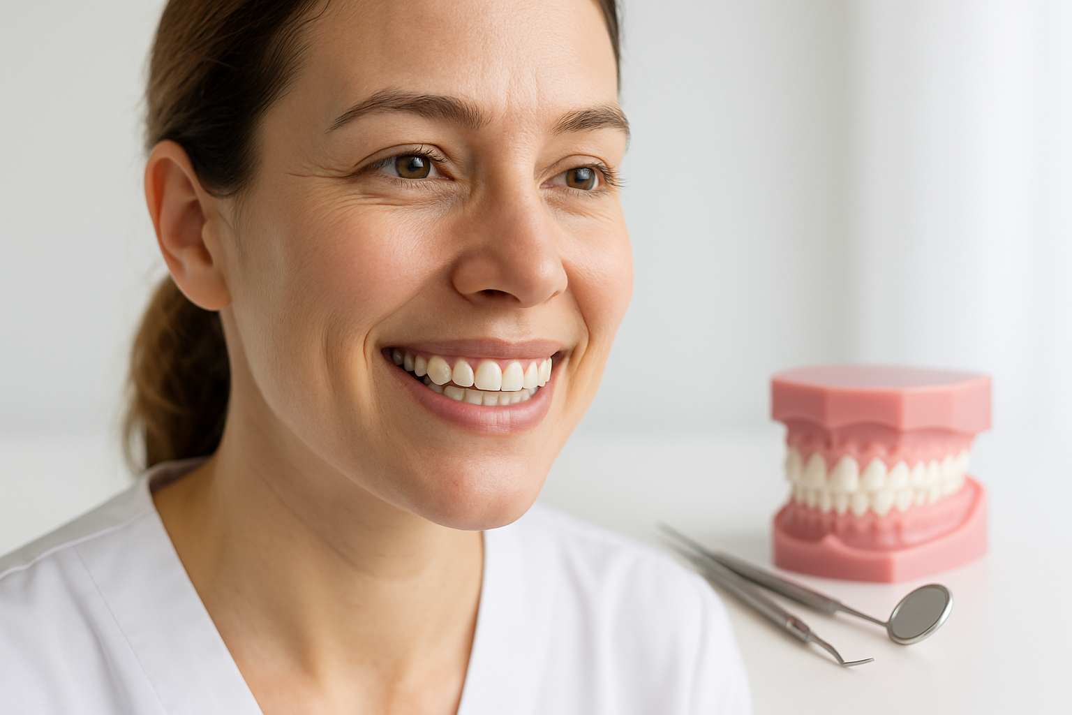 Orthodontie : patient adulte portant des gouttières transparentes aligneurs