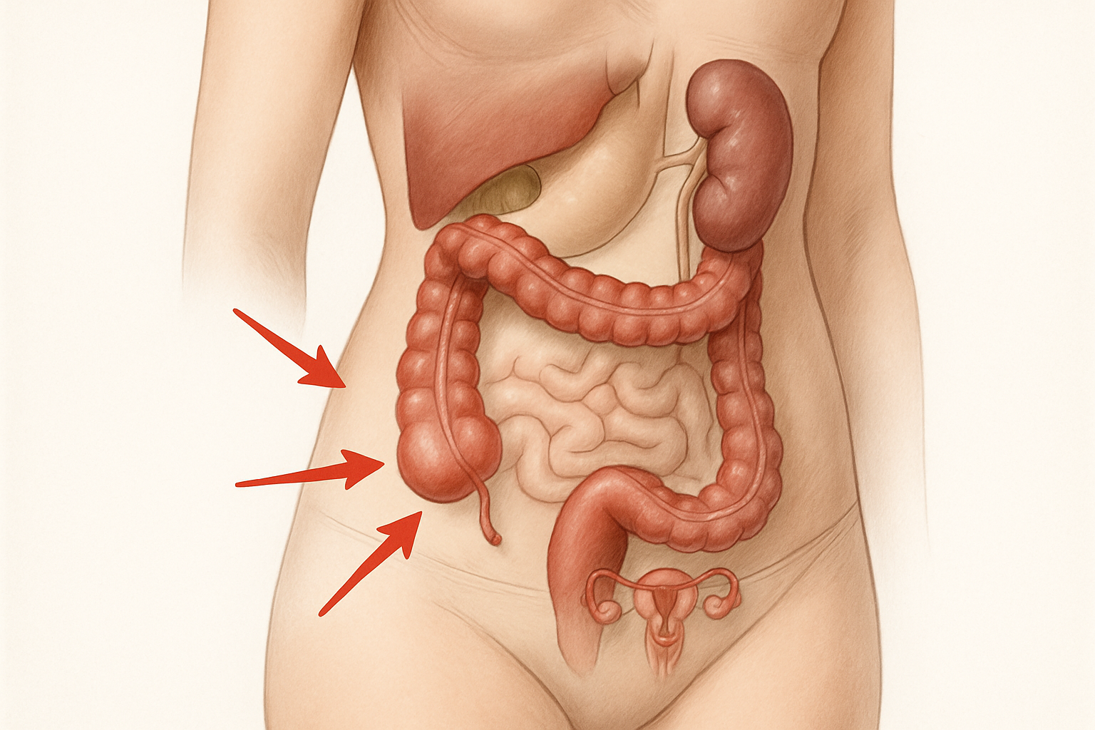 Spasme abdominal côté gauche - schéma anatomique des organes concernés