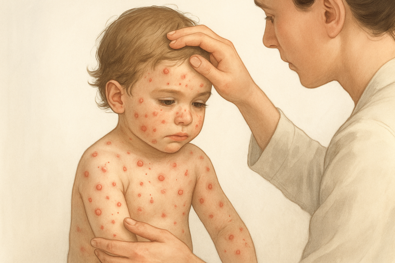Varicelle période de contagion et boutons - enfant avec éruption cutanée caractéristique