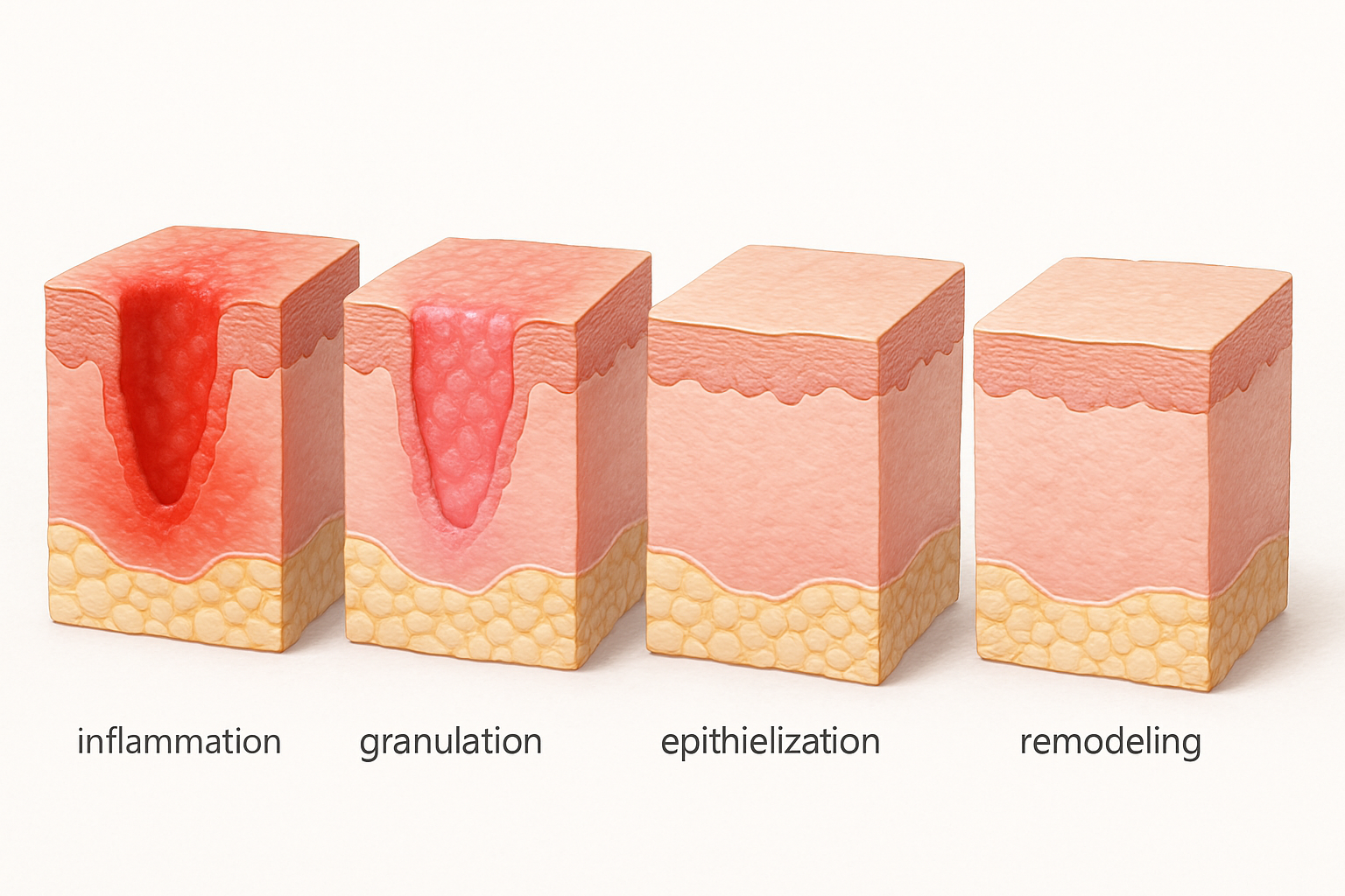 Combien de temps dure une cicatrisation - illustration des quatre phases de guérison cutanée