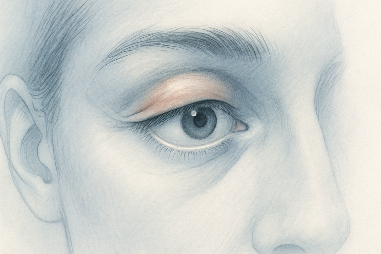 Œil qui saute et paupière qui tremble - illustration médicale d'une myokymie palpébrale