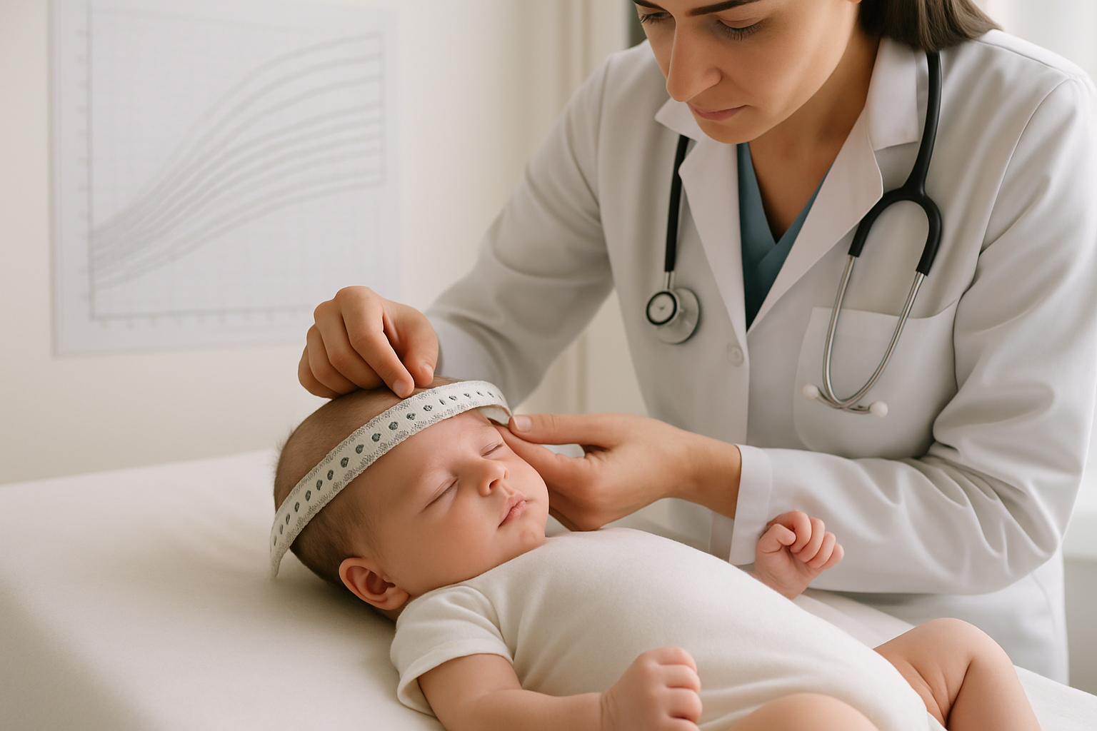 Périmètre crânien de bébé à la naissance mesuré par un professionnel de santé