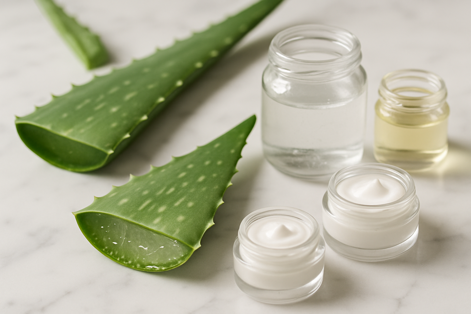 Aloe vera bienfaits peau - feuille d'aloe vera et gel naturel pour les soins cutanés