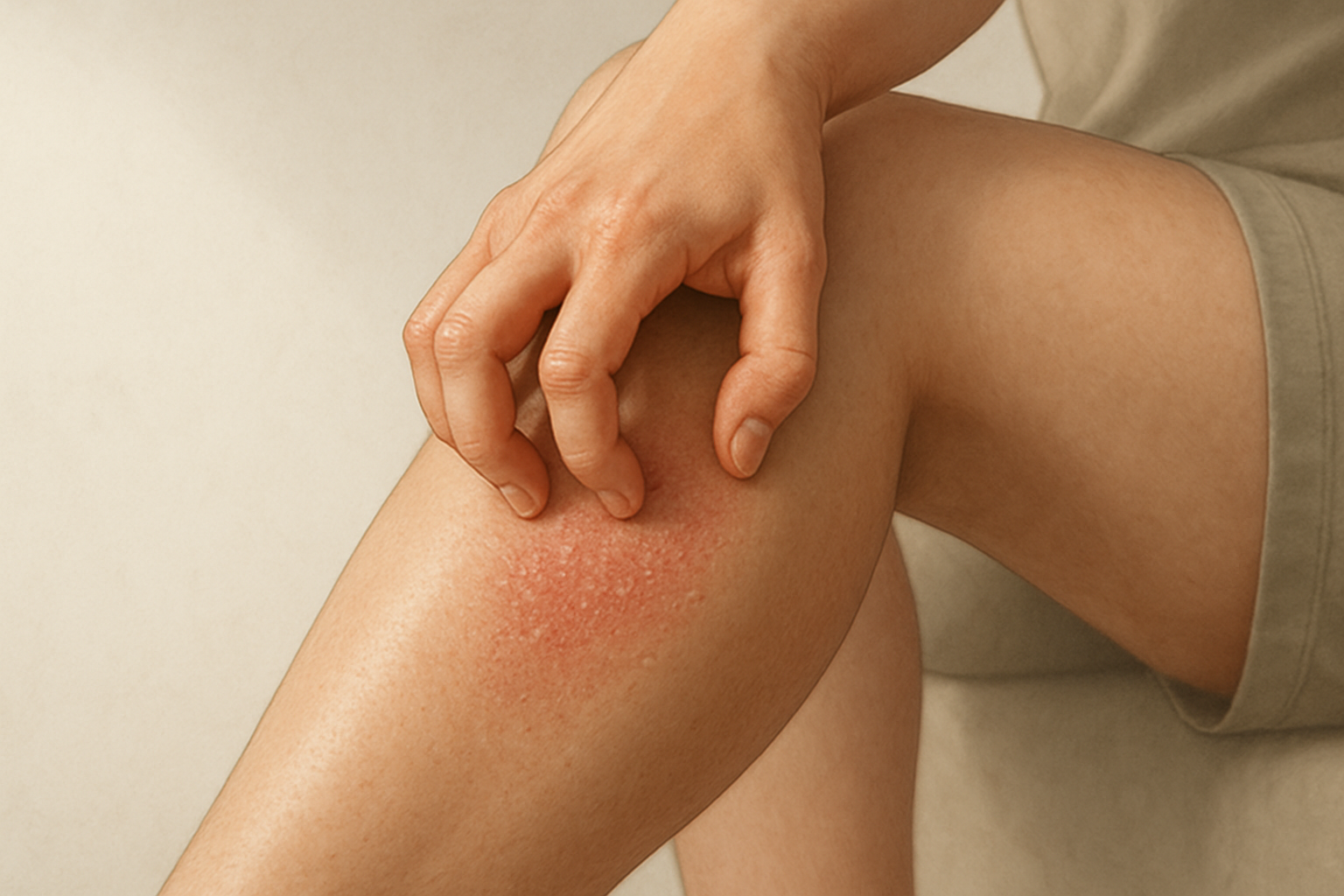 Jambes qui grattent - démangeaisons sur la peau sèche du mollet