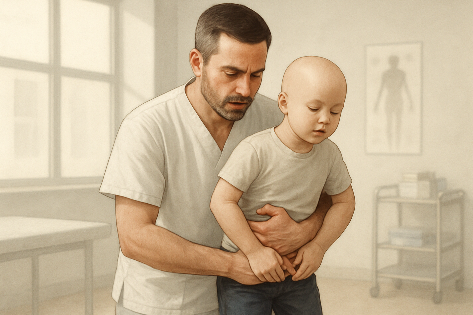 Manœuvre de Heimlich technique illustrée sur enfant par un secouriste