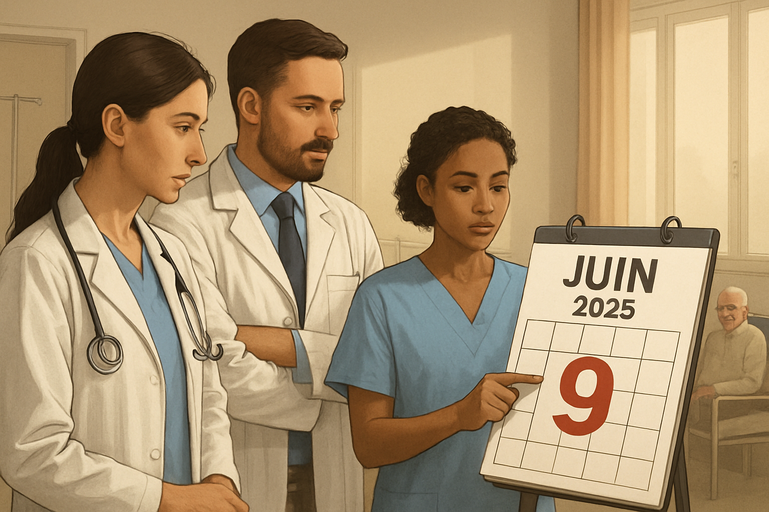 Journée de solidarité 2025 - soignants et calendrier du 9 juin dans un établissement de soins