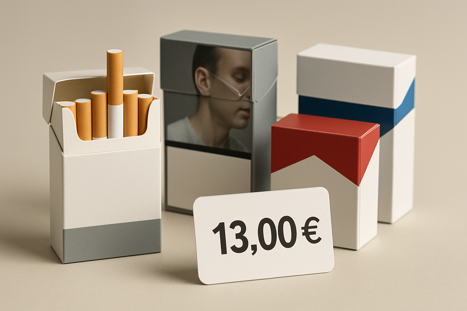 Prix tabac paquet cigarette 2026 - différentes marques avec étiquettes de prix en euros